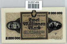 Notgeld 2 Millionen Mark , Krefeld Geld auf AK