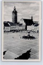 Ceske Budejovice Budweis - WK II, Platzansicht, Brunnen, Schwarzer Turm