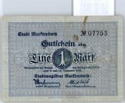 Notgeld 1 Mark , Markredwitz Geld auf AK