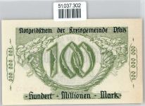Notgeld 100 Millionen Mark , Speyer Geld auf AK