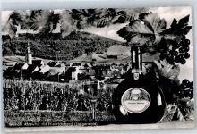 97355 W8711 Abtswind - Weinflasche, Weinberg, Weinglas, Kirche