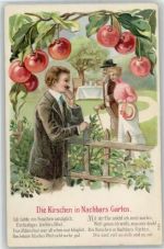 Kirschen , Spruch , Prägedruck Frucht, Gemüse