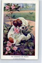 Rose Hund Künstlerkarte
