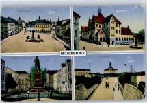08468 O9800 Reichenbach , Vogtl - Marktplatz Moltke Denkmal Postamt Bahnhof