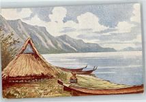 Sumatra Künstlerkarte Tobasee sign. J.W.