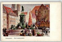 W8500 Nürnberg Neptunbrunnen Kley, H. Künstlerkarte