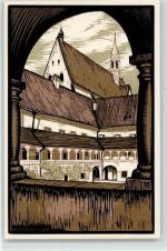 3292 Gaming - signiert Kirche Bibliothekshof Blick durch Arkadengang
