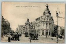 Madrid - Calle de Alcala y el Fenix Espanol Straßenbahn Nr. 310 Oldtimer