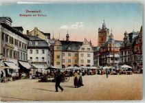64283 W6100 Darmstadt - Marktplatz Marktszene Rathaus
