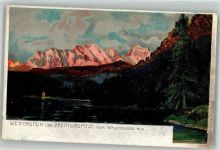 82431 W8111 Walchensee , Oberbay Gebrauchsspuren Wetterstein Dreithorspitze Lithographie