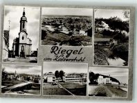 79359 W7839 Riegel , Kaiserstuhl Foto AK Kirche St. Martin Michaelschule Brauereischloss Elzbrücke