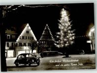 72622 W7440 Nürtingen Foto AK Winter Weihnachtsbaum VW Käfer Nacht