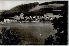 79859 W7826 Schluchsee Foto AK Panorama des Ortes mit Campingplatz am See