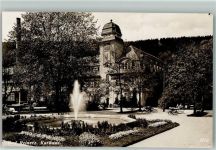 Bad Reinerz Duszniki Zdroj Foto AK Schlesien Kurhaus Springbrunnen Garten