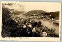 01829 O8306 Wehlen Stadt - Panorama des Ortes an der Elbe mit Ev. Kirche und Pötzscha