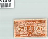 42103 W5600 Elberfeld 1919 Notgeldschein Gutschein über 25 Pfennig