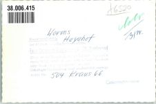 67547 W6520 Worms FOTO KEINE AK Denkmal Ort handschriftlich Heyerhof Foto Original aus Archiv eines Ansichtskartenverlags