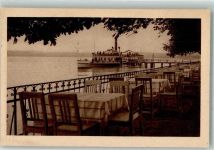82402 W8124 Seeshaupt Foto AK Hotel am See Dampfschiff