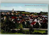 79848 W7823 Bonndorf im Schwarzwald Gebrauchsspuren Panorama des Ortes mit der Pfarrkirche St. Peter und Paul