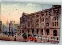 London 1913 Gebrauchsspuren Postamt Auto sign. Oilette Künstlerkarte