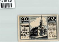 06679 O4860 Hohenmölsen 1921 Gebrauchsspuren Notgeldschein 20 Pfennig Rathaus