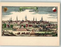 23552 W2400 Lübeck Künstlerkarte sign. Merian 1653