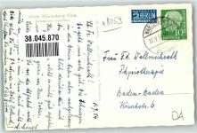 85447 W8059 Wartenberg , Oberbay 1954 - Sanatorium Notopfermarke Berlin