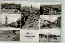 94469 W8360 Deggendorf - Rathaus Luitpoldplatz Donaubrücke VW Käfer Oldtimer Omnibus
