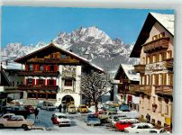 6380 St. Johann in Tirol Foto AK Gasthaus Mauth Postamt Auto Winter