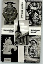 38154 W3308 Schöppenstedt Foto AK Eulenspiegel-Museum Bleiverglastes Fenster Kirche St. Stephanus