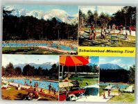 6414 Obermieming 1973 Foto AK Schwimmbad