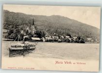 9082 Maria Wörth Foto AK Kirche Dampfschiff Wörthersee