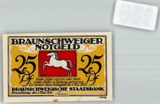 38100 W3300 Braunschweig 1921 Notgeldschein Gutschein über 25 Pfennig Schloss Blankenburg