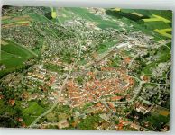 74722 W6967 Buchen Odenwald Foto AK Fliegeraufnahme des Ortes mit Stadtpfarrkirche St. Oswald