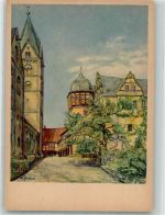 06484 O4300 Quedlinburg Künstlerkarte sign. Schewe Schloss und Dom