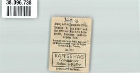 14913 O1700 Jüterbog Vignette Wappen Rückseite Werbung Kaffee HAG