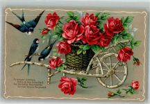 Spruch Schubkarre Rosen SB811 Schwalbe 1910 Prägedruck