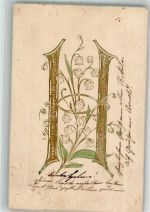 Hufeisen Golddruck Passepartout Maiglöckchen 1906 Prägedruck