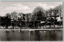 52477 W5110 Alsdorf , Rheinl Foto AK Weiher mit Berufsschule
