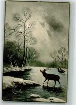 Winter Hirsche 557/2 Rotophot 1918 Gebrauchsspuren