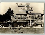 36433 O6200 Bad Salzungen Foto AK Schwimmbad An den drei Eichen