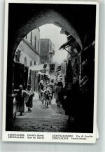 Jerusalem Foto AK Esel- Karren David- Straße Tracht