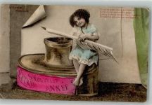 Neujahr Kind Tintenfass 1910 Gebrauchsspuren