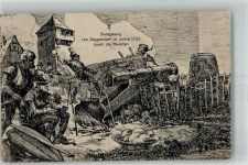 94469 W8360 Deggendorf Künstlerkarte Belagerung des Ortes durch die Hussiten im Jahre 1430 Geschichte der Deggendorfer Knödel Humor