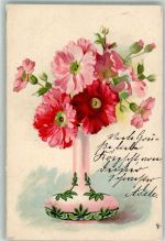 In Pink gehaltenes Blumenarrangement Blumenvase 1902 Künstlerkarte