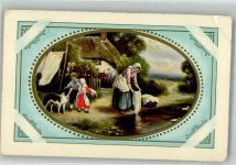 Mutter Kinder Landseer Arno Artchrom Serie 4075 Waschfrau 1911 Prägedruck