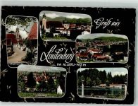88161 W8998 Lindenberg i. Allgäu Foto AK Schwimmbad Waldsee Straßenpartie