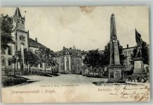 08349 O9438 Johanngeorgenstadt 1905 Foto AK Denkmal Postsäule Marktplatz
