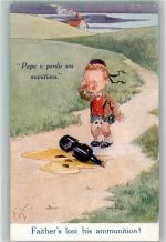 sign. Gilson T. Papa hat seine Munition verloren Ludgate Series No. 580 Militär Karikatur Künstlerkarte