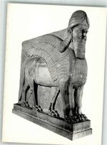 London Kolossalstatue eines geflügelten Löwe mit Menschenkopf aus Assyrien Archäologie Foto AK